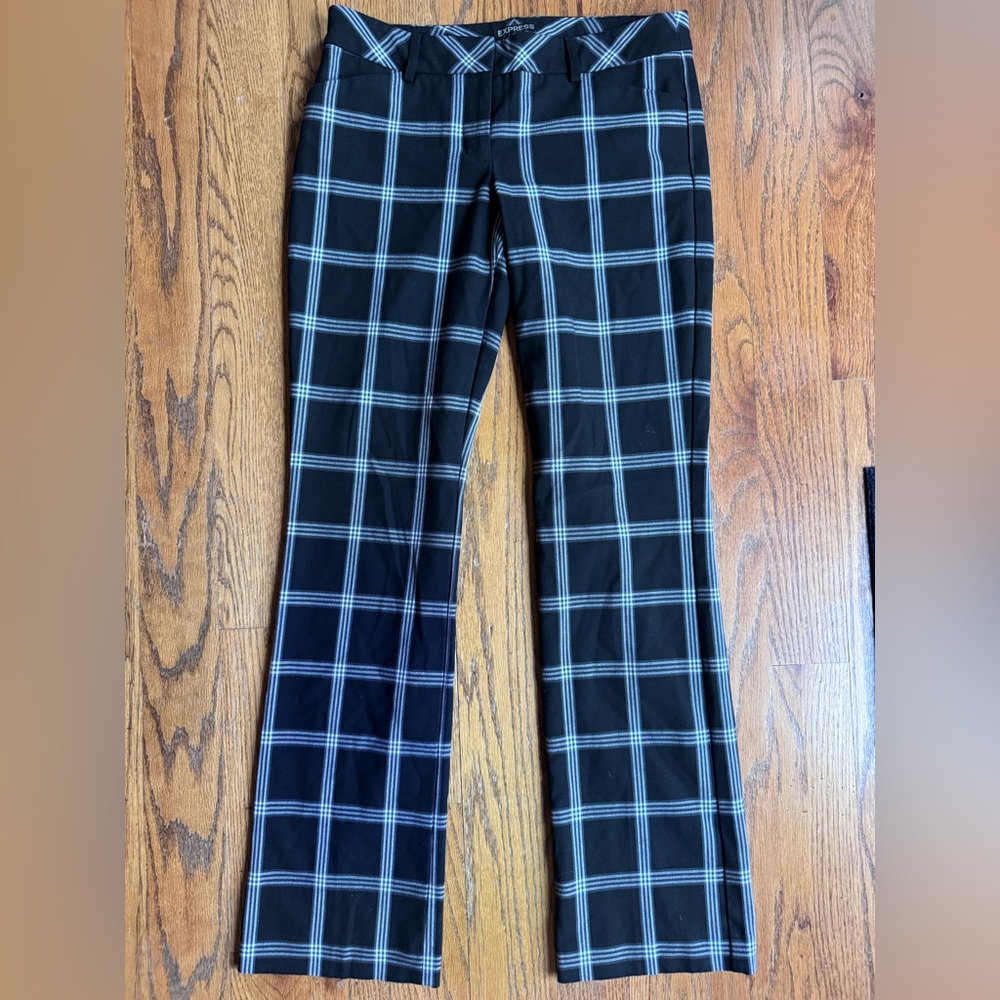 Express “Editor” Black and White Plaid Pants Slacks Size 4R - Picture 2 of 12
